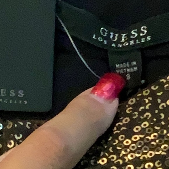 NWT GUESS Los Angeles Mini Sequin Gold Skirt Sz 8 MINI SEQUINS Z46 - Picture 4 of 7